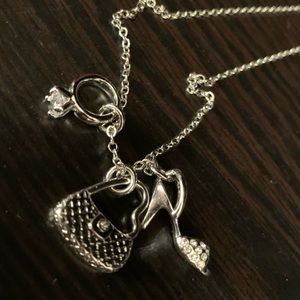 Lia Sophia 16” to 18” with extender, silver chain charm necklace ring, bag, shoe